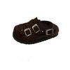 Autumn 2025 New Metal Buckle Big Head Lamb Wool Shoes Baotou Platform Slip-proof Semi-drag