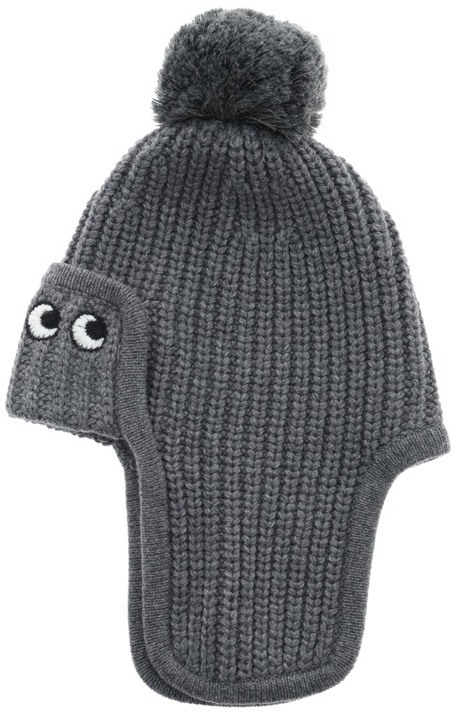 Anya Hindmarch Hat Eyes In Soft Wool Charcoal Knit Cap [Used]