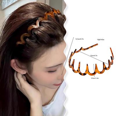 1 Stück einfarbige, gewellte Haarbänder für Frauen, elegante, trendige, gezahnte, rutschfeste Haarkämme, Haar-Accessoires, Gesichtswasch- und Sport-Stirnbänder für Mädchen