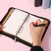 PU Leather Portfolio Binder Cover 6-Ring Business Notebook Loose Leaf Notebook  Conference Use