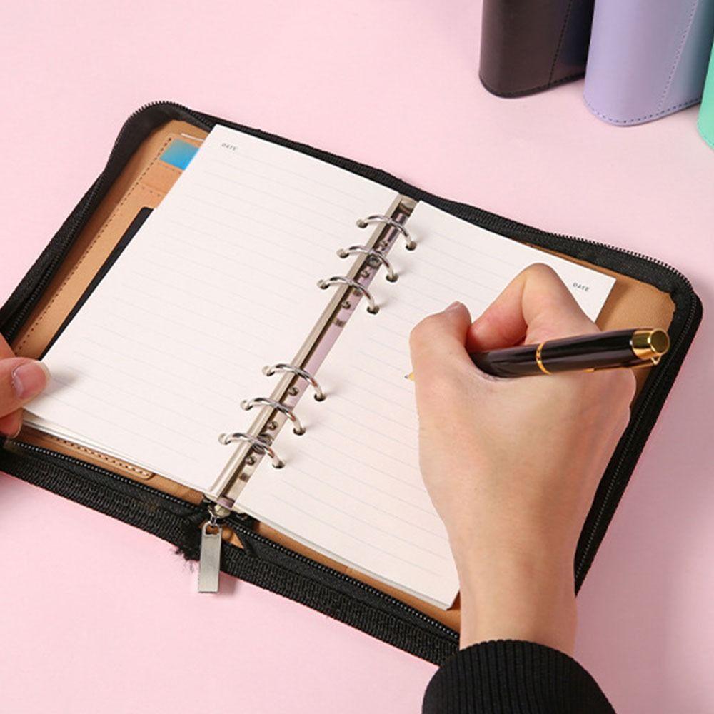 PU Leather Portfolio Binder Cover 6-Ring Business Notebook Loose Leaf Notebook  Conference Use