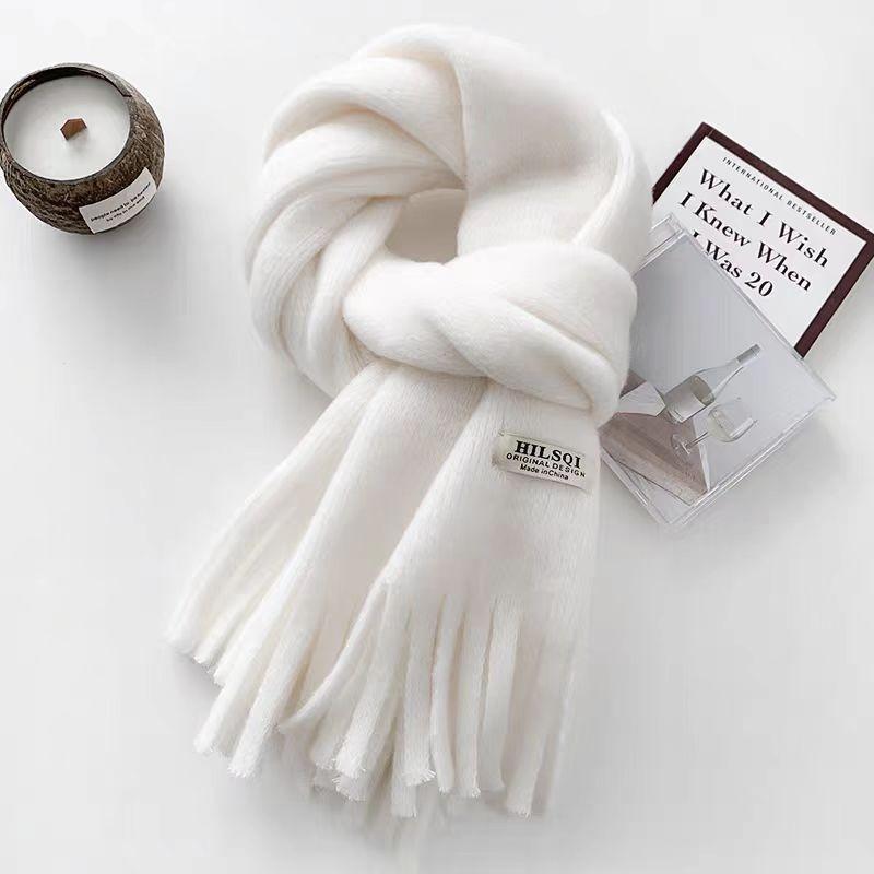 Imitation cashmere cloth label knitted scarf women's autumn and winter thickened warm versatile student couple wool circumference