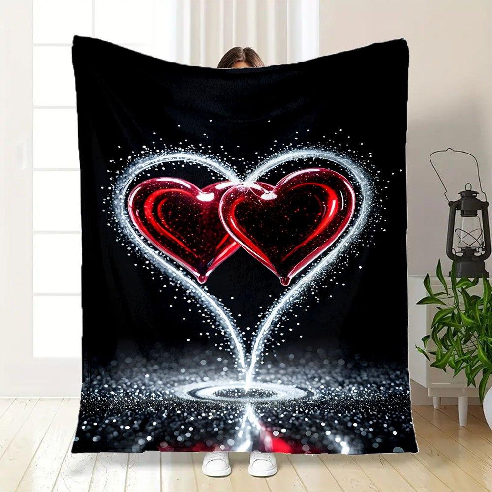 "Decorazioni Scintillanti a Forma di Cuore con Glitter per Feste a Tema Amore"Coperta in Flanella Morbida per Divano, Letto, Viaggio, Campeggio, Ufficio, Cou