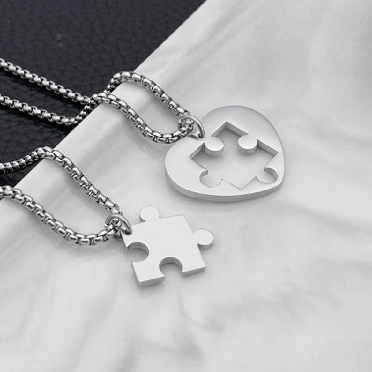 Heart Puzzle Matching Pendant Necklaces Functional Heart Puzzle Necklaces Unique Pendant Neck Chain Accessory for Couple