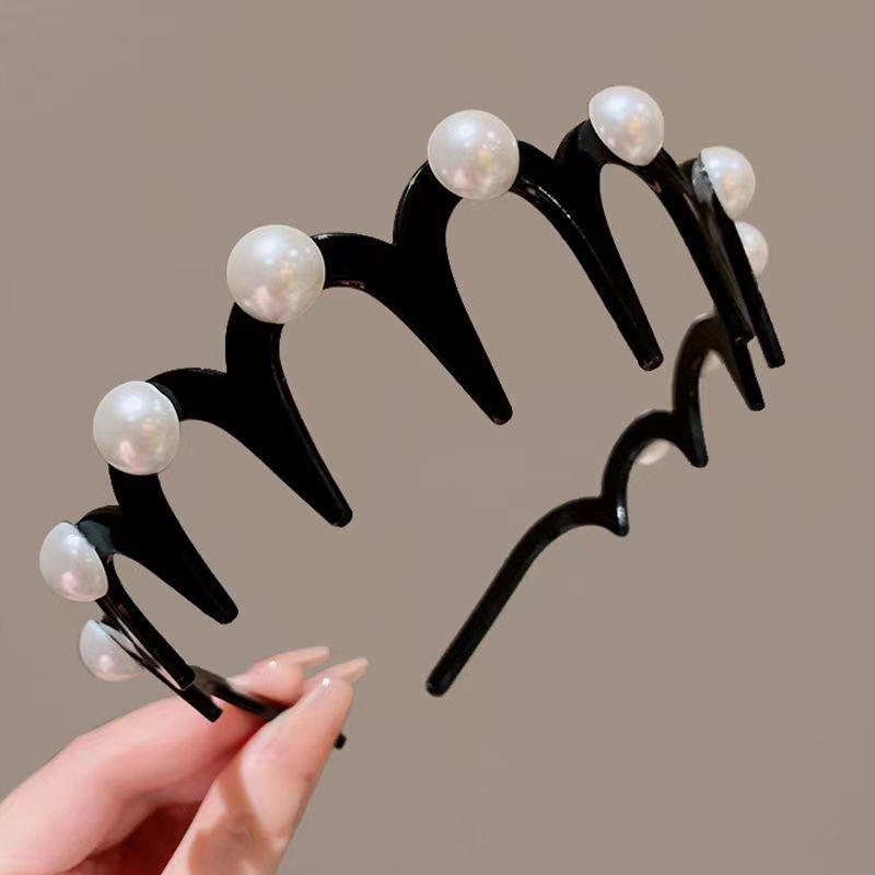 Pearl Wave Toothed Headband For Women Girls Fashion Solid Color Non-Slip Hair Comb Zigzag Band Notched Headband Hair Accessories