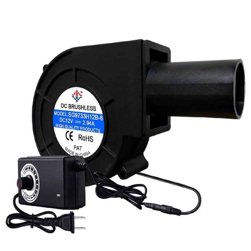 

9733 Воздуходувка с регулировкой скорости для печи на отработанном масле/дровах, 12 В/2,94 А до 220 В Blower + voltage regulator + air outlet