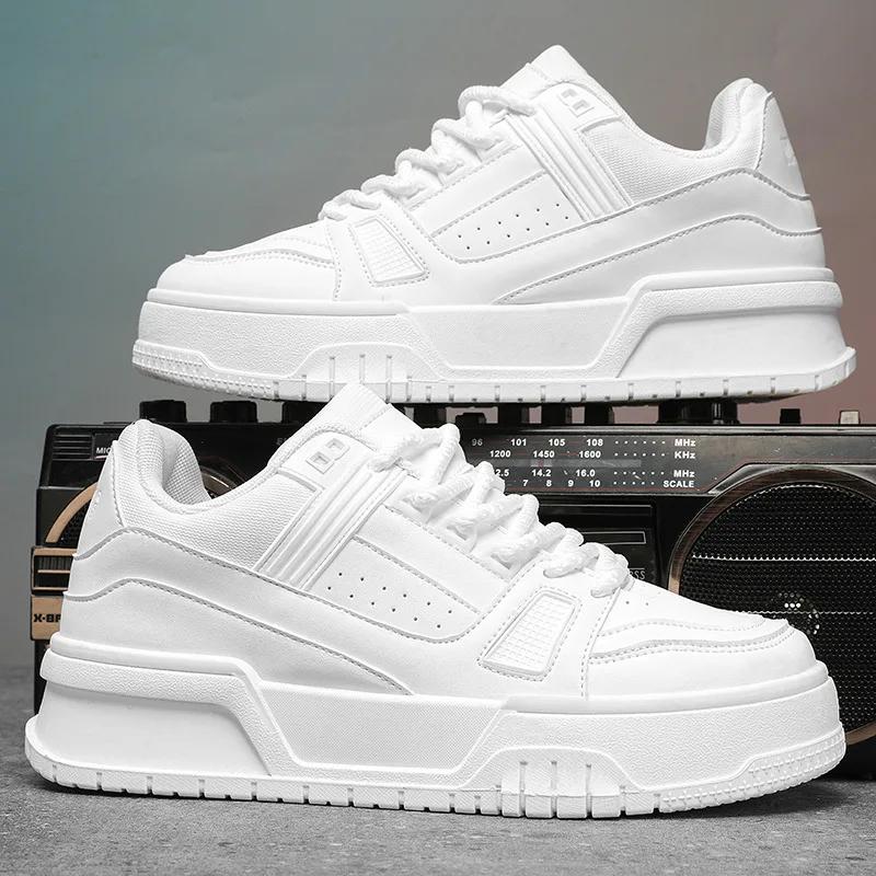 Classic Platform Men's Winter Sneakers Comfort Leather Skateboarding Shoes Men Lace-up White Sneakers Men Zapatillas De Skate