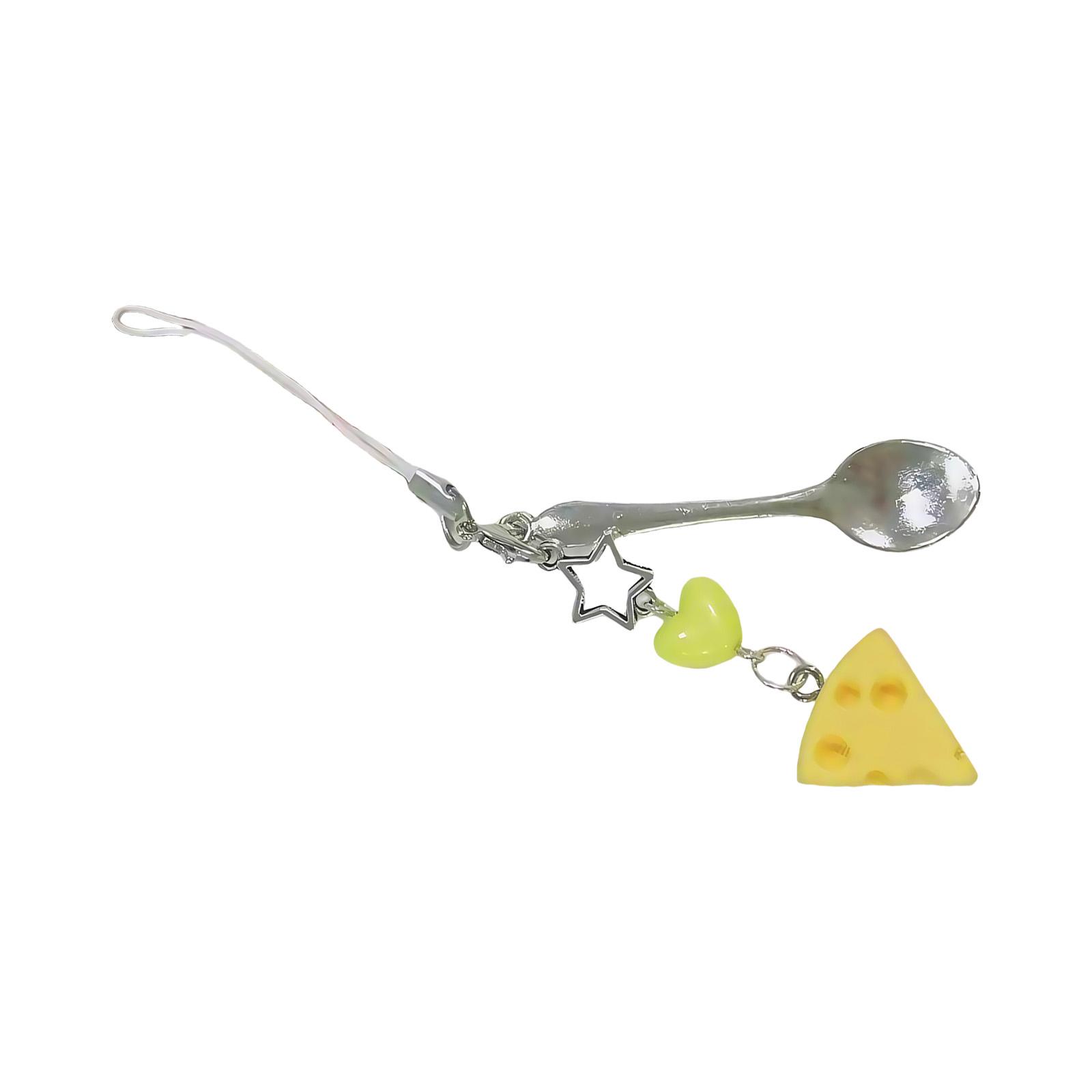 

Y2K Inspired Keychain Cartoon Cheese Design Alloy Phone Chain Strap Anti Slip Protections and Stylish Decoration 1