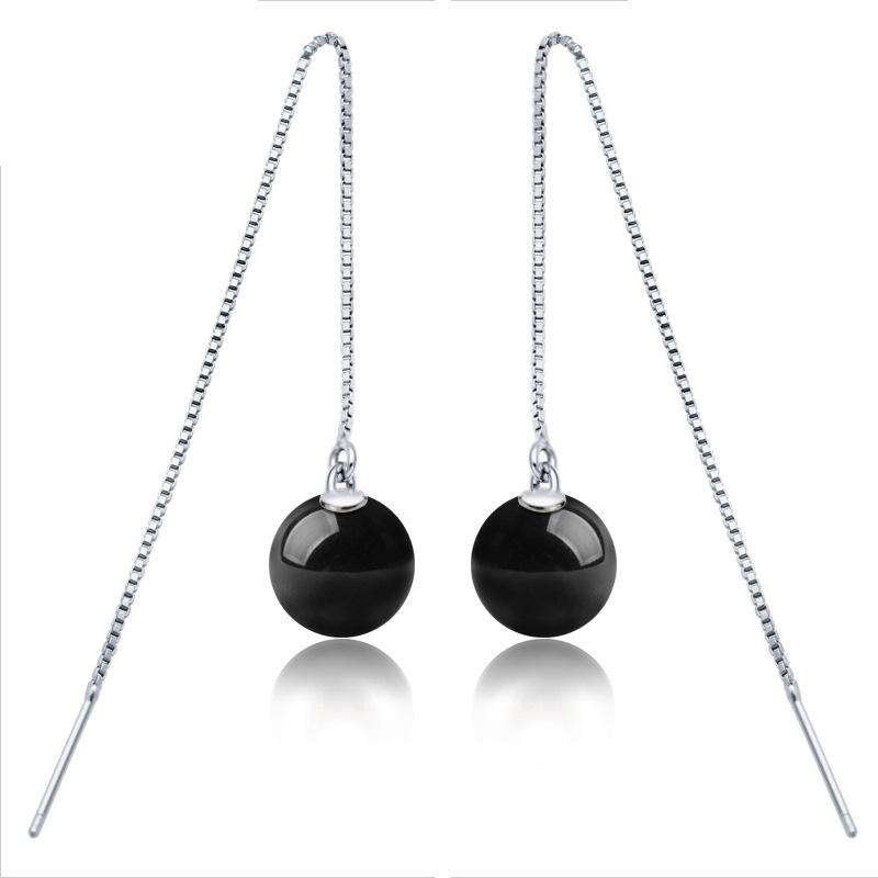 Korean Style Red-Black-Red Corundum Agate Bead Earrings, Multi-Wear Fashion Accessory