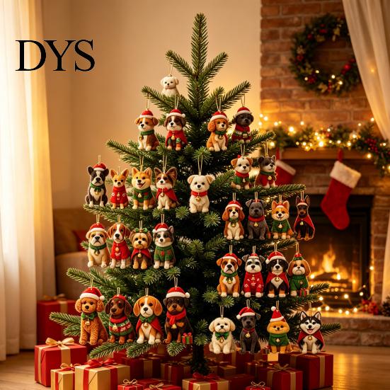 Cuenta Regresiva Navideña Temática de Mascotas Regalos Calendario de Adviento para Perros, Adornos de Acrílico 2D de Razas, Caja de Regalo de Navidad de 24 Días para Niños Calendario para Dueños con 24 Cachorros