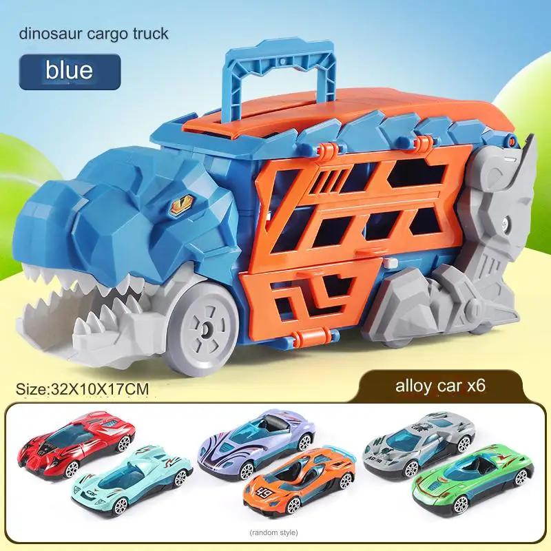 Transport Toy Truck Pull Back Vehicles Dino Container Storage Unique Track Car Model Children Boys Birthday Gift