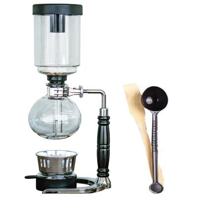 Caffettiera a sifone, nera, per 3 persone, macchina per espresso, per 35 persone, sifone da caffè, tipo a fuoco diretto (nero, per 3 persone)
