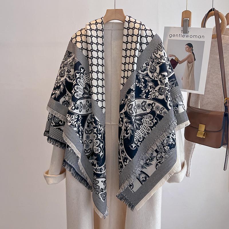 

Luxury Women S Winter Cashmere Scarf - Abstract Printed Tasseled Pashmina Shawl Wrap, Bandana & Poncho