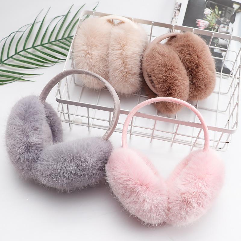 Women's Foldable Imitation Rabbit Fur Earmuffs: Cute, Warm Winter Ear Covers for Students