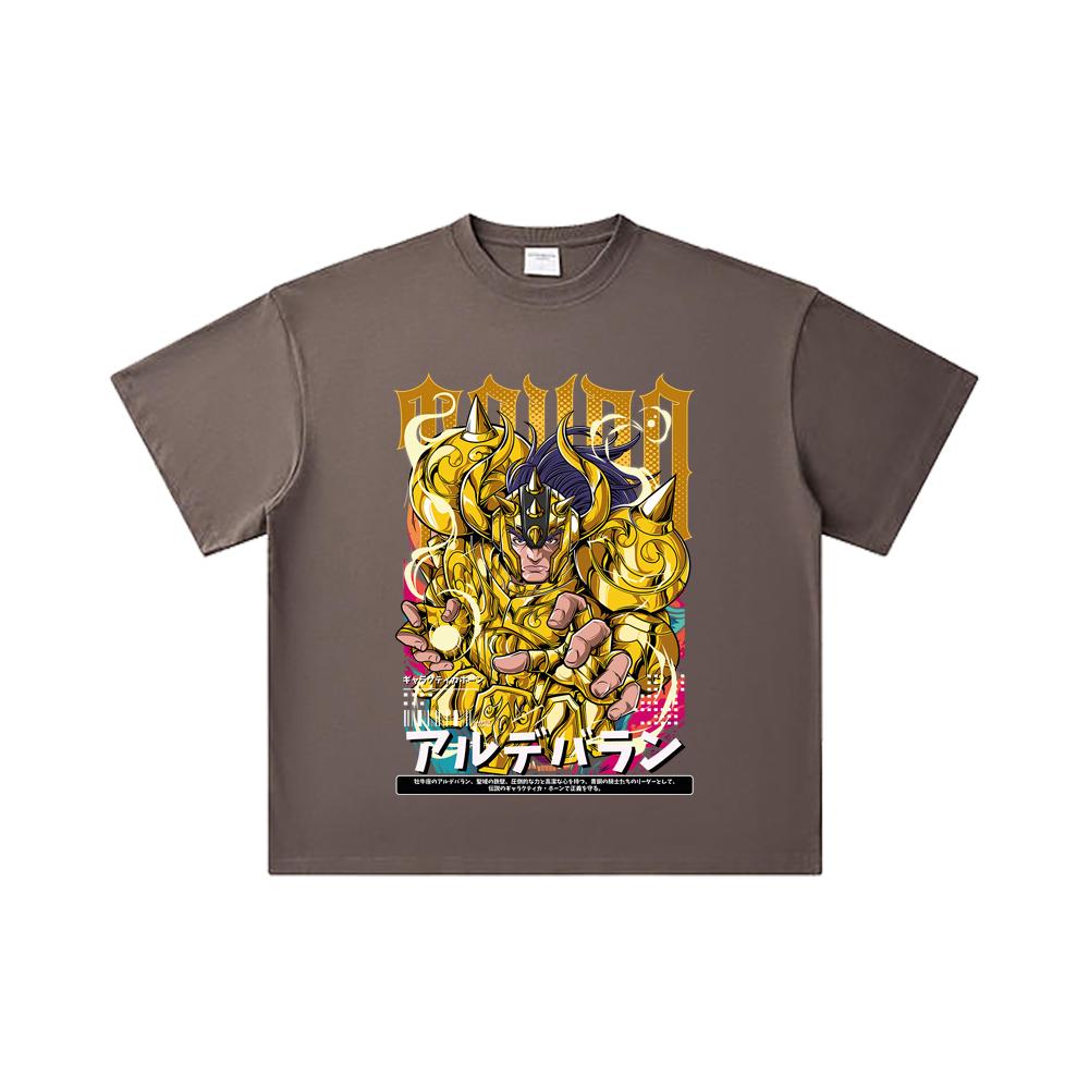 260 GSM Double Yarn 32 Count 100% Cotton Saint Seiya V27 Tauro Print Unisex Heavy Cotton T Shirt