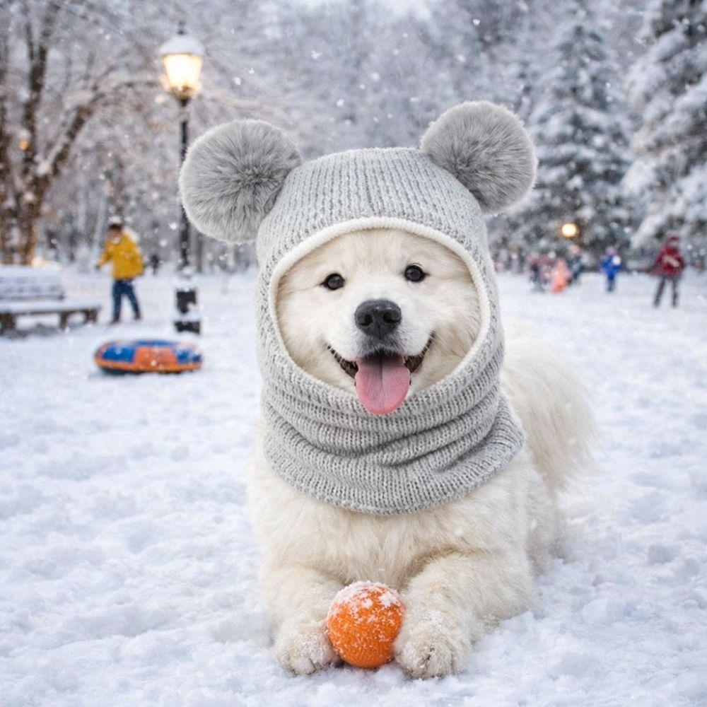 Cute Pet Knitted Warm Hat Solid Color Noise Reduction Dog Calming Earmuff Handmade Comfortable Soothing Head Covers Photography