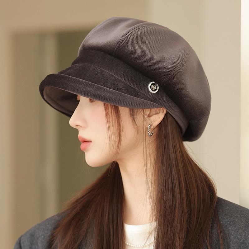 Octagonal Hat Autumn and Winter New Hat for Women Korean Version Beret Big Head Circumference Showing Face Little Painter Hat Trend