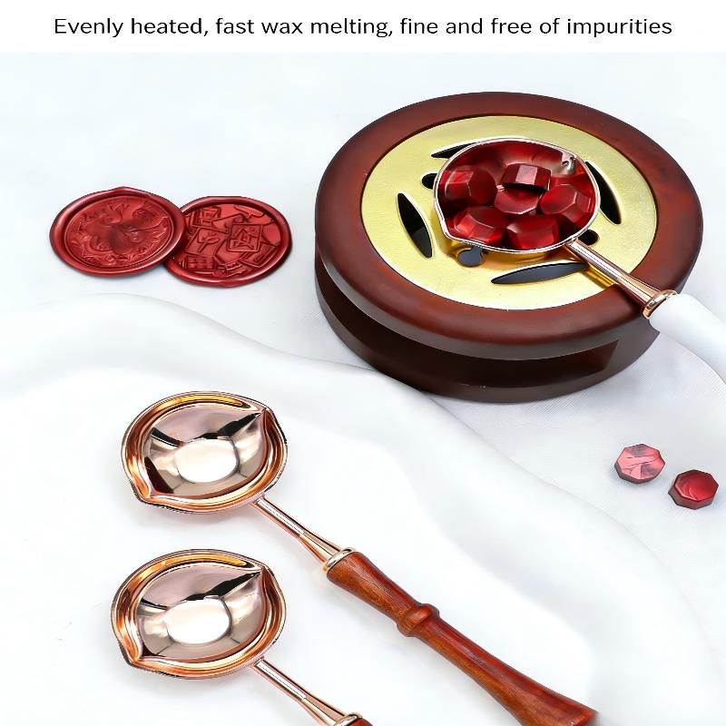 Two Diversion Port Wax Seal Spoon Sealing Spoon With Wooden Handel Wax Sealing Stamp Melting Spoon Wax Seal Warmer Wax Seal
