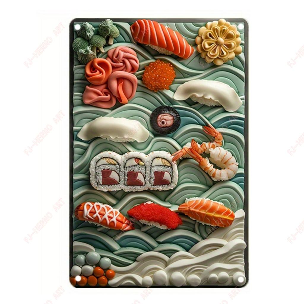 Vintage Japanese Cuisine Sushi Metal Tin Sign Plaque Decorative Plates for Garage Club Man Cave Bar Home Hotel Cafe Wall Decor