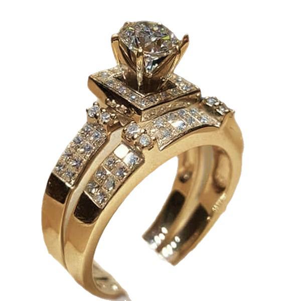 Elegant Cubic Zirconia Eight Hearts & Arrows Women's Engagement Ring Set