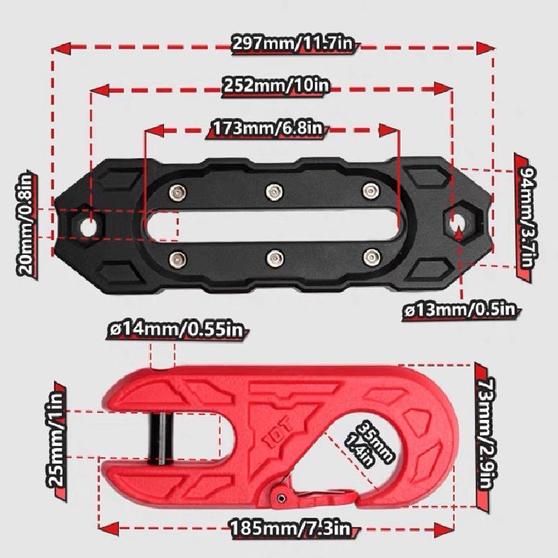 Towing Winch Fairleads with Tow Hook 15T 10 Inch Mount Hole for Synthetic Rope Electric Winch Offroad Vehicle Recovery Accessory