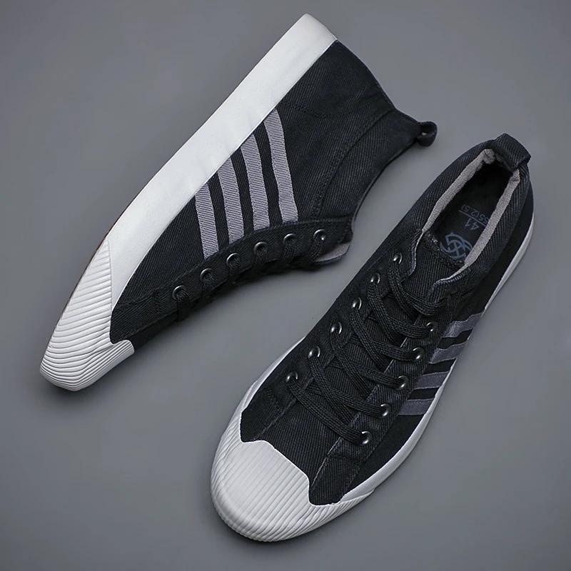 Men's Canvas Shoes Outdoor Walking Non-slip Casual Shoes 2024 Fashion Breathable High Top Men Sneakers Summer New Sport Shoes