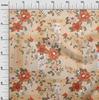 oneOone Cotton Flex Dark Beige Fabric Asian Floral With Geometrical Texture Sewing Craft Projects Fabric Prints By Yard 40 Inch