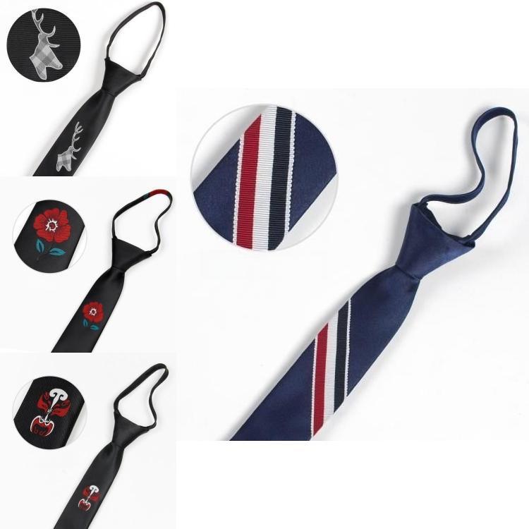 Tiger Head Embroidered Neck Tie For Kids With Striped Wool Material For School Or Casual Wear