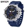 Sanda Men's Casual Sports Waterproof Dual Display Digital Watch