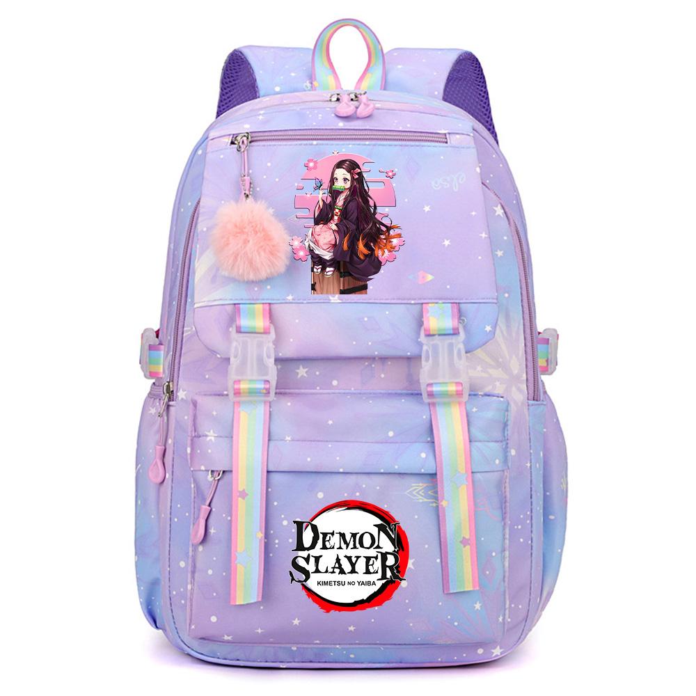Roztomilý anime batoh s potiskem Demon Slayer pro dospívajícího studenta Školní taška Velkokapacitní Vodotěsná Cestovní taška Dárek