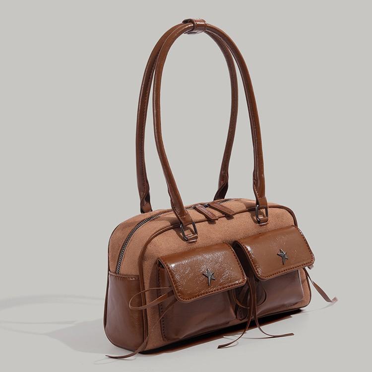 Vintage Bowling Underarm Bag for Women, New Autumn and Winter Large Capacity Boston Handbag, Commuting and Outing Shoulder Bag