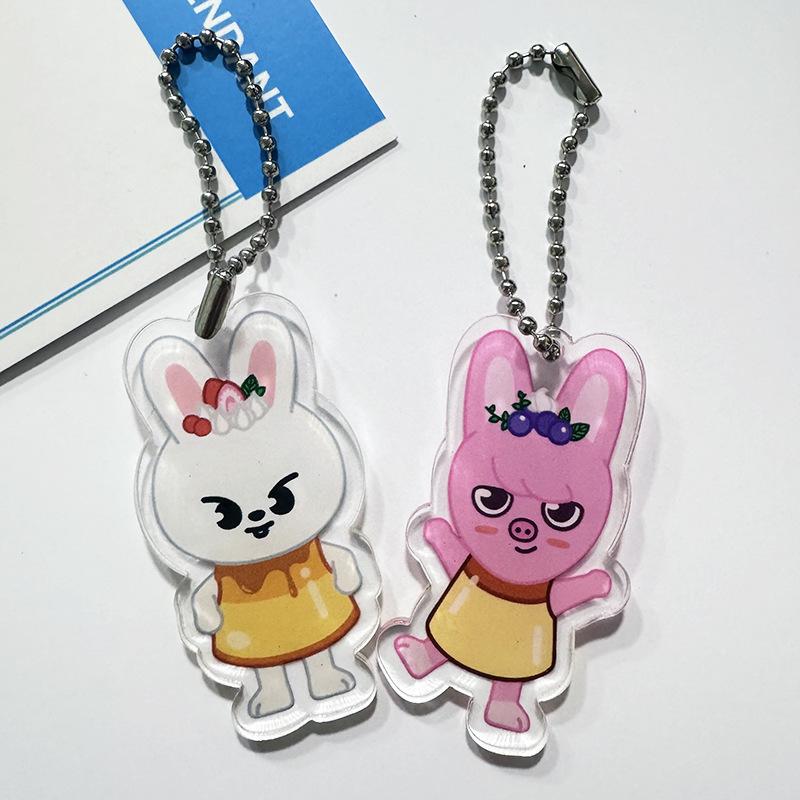 Stray Kids SKZOO Pudding Series Acrylic Keychain Cute Cartoon Animal Character Ball Chain Bag Pendant Fan Merchandise Gift for STAY