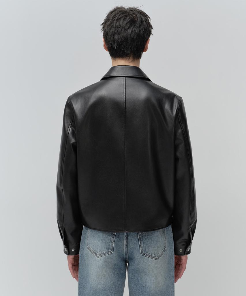 MUSINSA STANDARD Synthetic Leather Single Jacket [Black]