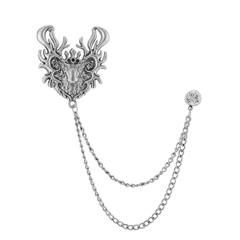 Men's Luxury Lapel Pin Brooch Set - High-End Suit Chain Badge for New Year Gift