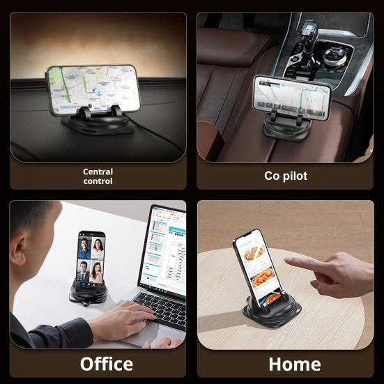 Car Phone Holder 360 Degree Rotating Base Adjustable Super Strong Suction Cup Mobile Phone Stand Washable Reusable Non-Slip Navigation