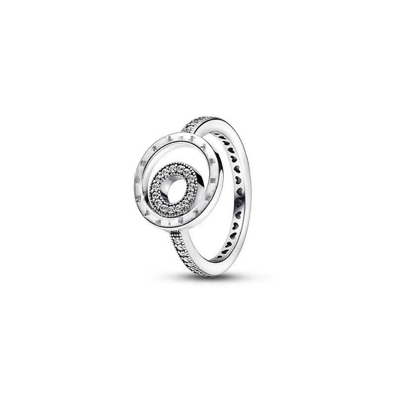 2026 Krone S925 Silber Liebeskürbiswagen Serie Rosa Edelstein Damenring
