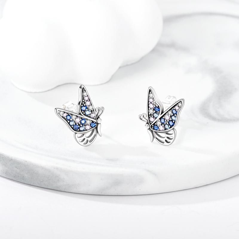 Ladies Sweet 925 Silver Ocean Star Flower Butterfly Design Trendy Earrings Birthday Commemoration Day Fine Sweetheart Jewelry