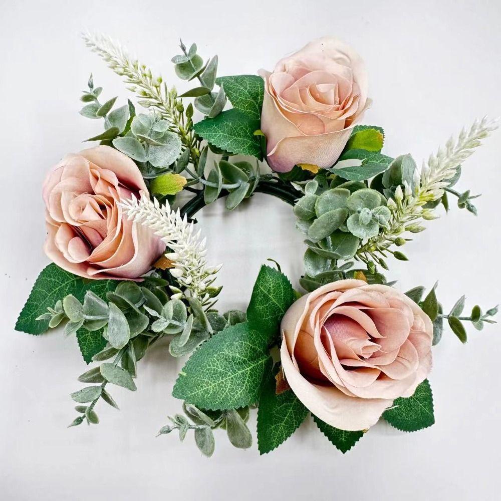 Romantic Rose Candlestick Exquisite Aromatherapy Candlestick Crafts Wreath Ring  Gift