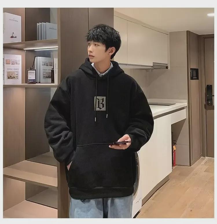 2024 Herbst/Winter Abstrakt Amerikanischer Buchstaben-Print Locker Geschnittener Hoodie für Paare