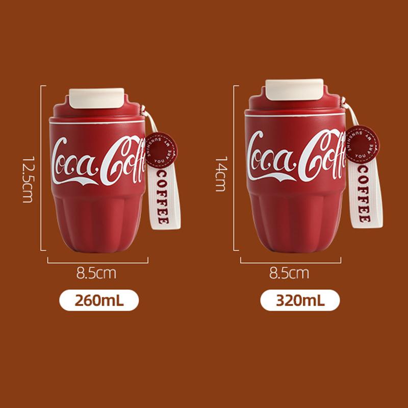 304 Edelstahl Isolierbecher Damen Herren Wasserflaschen Kaffeetasse Geschenk Tragbar Dual Drink Bürobecher Coca-cola Mode 2024