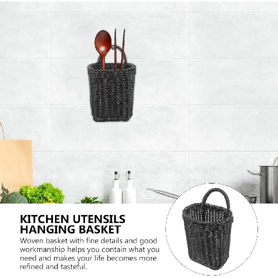 MAGICLULU Woven Storage Hanging Basket Decorative Wall Basket Organizer Flower Basket Imitation Rattan Storage Basket for Plants Key Sunglasses for