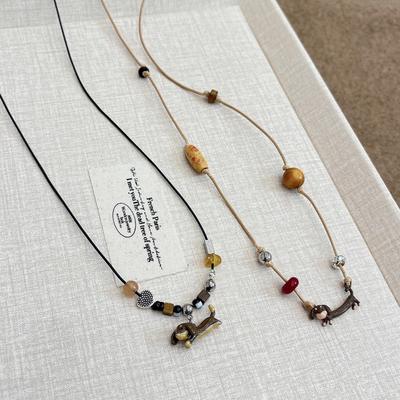 Dachshund Cartoon Puppy Braided Necklace - Cute, Unique Sweater Chain for Women, Autumn/Winter Trend