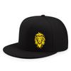 Lion Head Graphic Black Snapback Cap Polyester Adjustable Flat Brim Baseball Hat Unisex