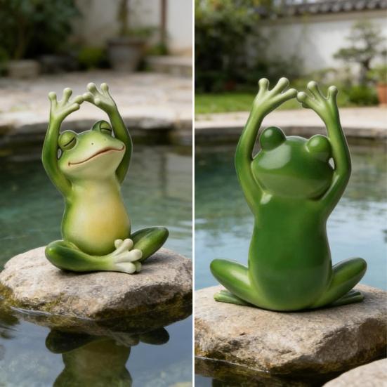 Garden Frog Ornament Small Waterproof Sitting Frog Resin Frog Sculpture Figurine Cute Standing