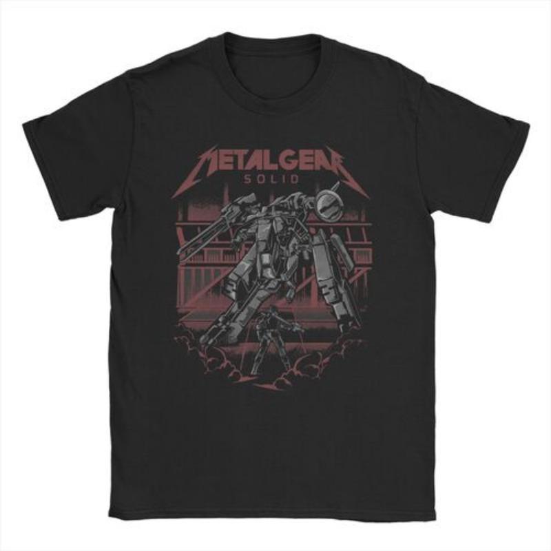 Herren Damen MGS1 Solid Snake Spiel T-Shirt Metal Gear Baumwolle Oberteile Lustige Kurzarm Rundhals T-Shirts Klassische T-Shirts