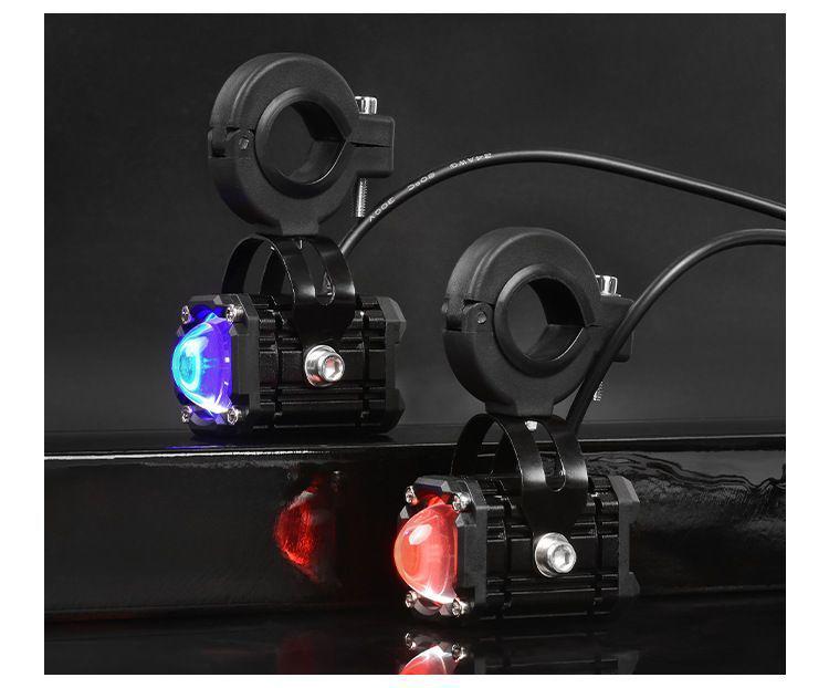 High-Intensity LED Motorcycle Spotlight with Four-Color Devil Eye and Strobe for Electric Vehicles - Adjustable High/Low Beam