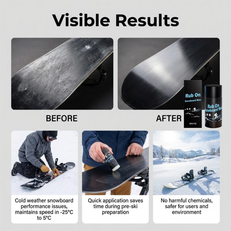 30g Portable Rub on Ski Snowboard Wax Rub On Quick Wax for Outdoors Portable Crosses Country Wax for Most Temperature
