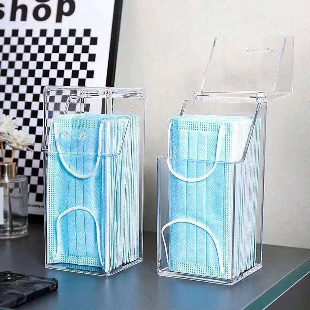 1/2pcs-Desktop Makeup Brush Storage Bucket Cup Holder with Lid Makeup Lipstick Cosmetic Storage Box Organizer Tube Transparent