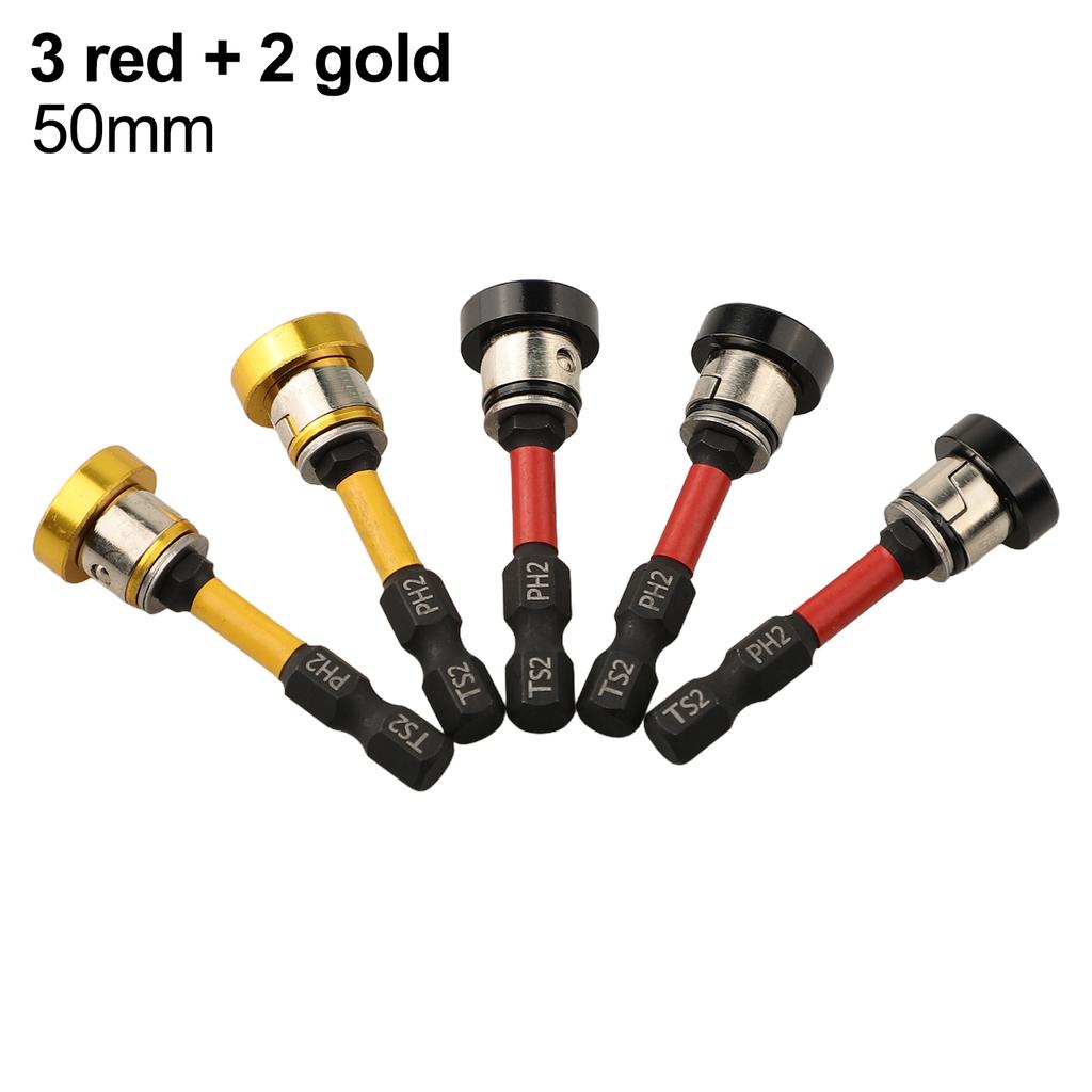 5Pcs 50mm Magnetic Plasterboard Positioning Screwdriver Bits Hand Electric Drill Bit Hand Tool Accessories