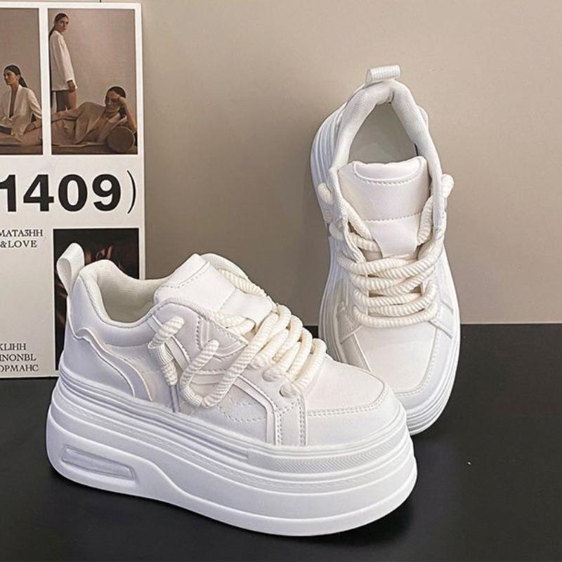 

Thick soled height increasing shoes for women s spring autumn new style simple comfortable casual sports shoes 40 білий
